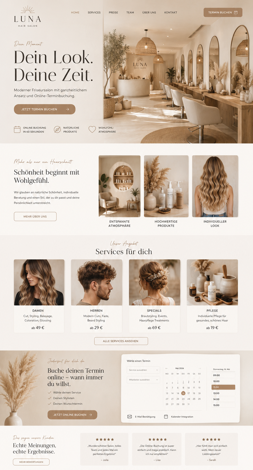 Friseur-/Salon-Website Mockup