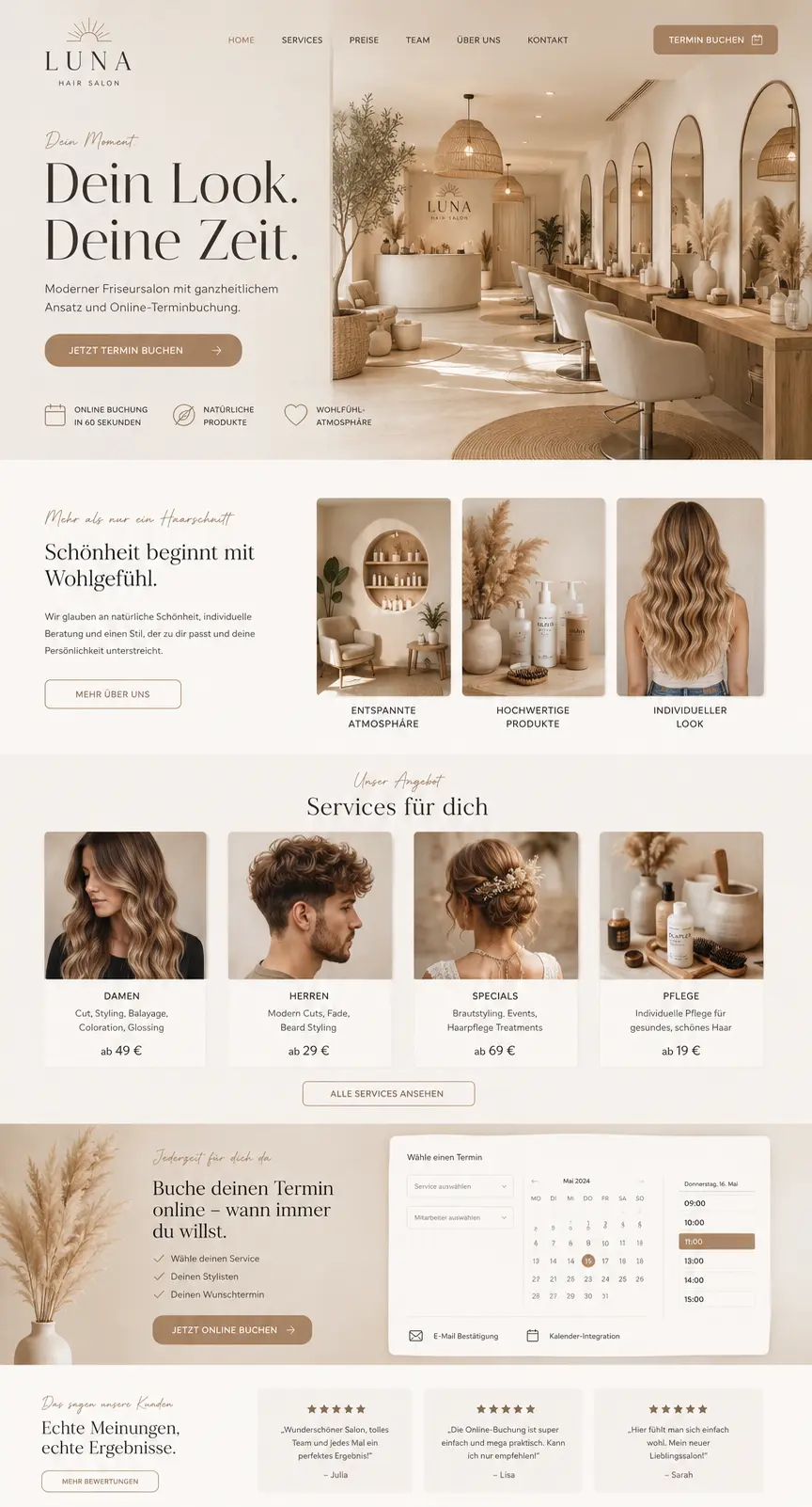 Friseur-/Salon-Website Mockup