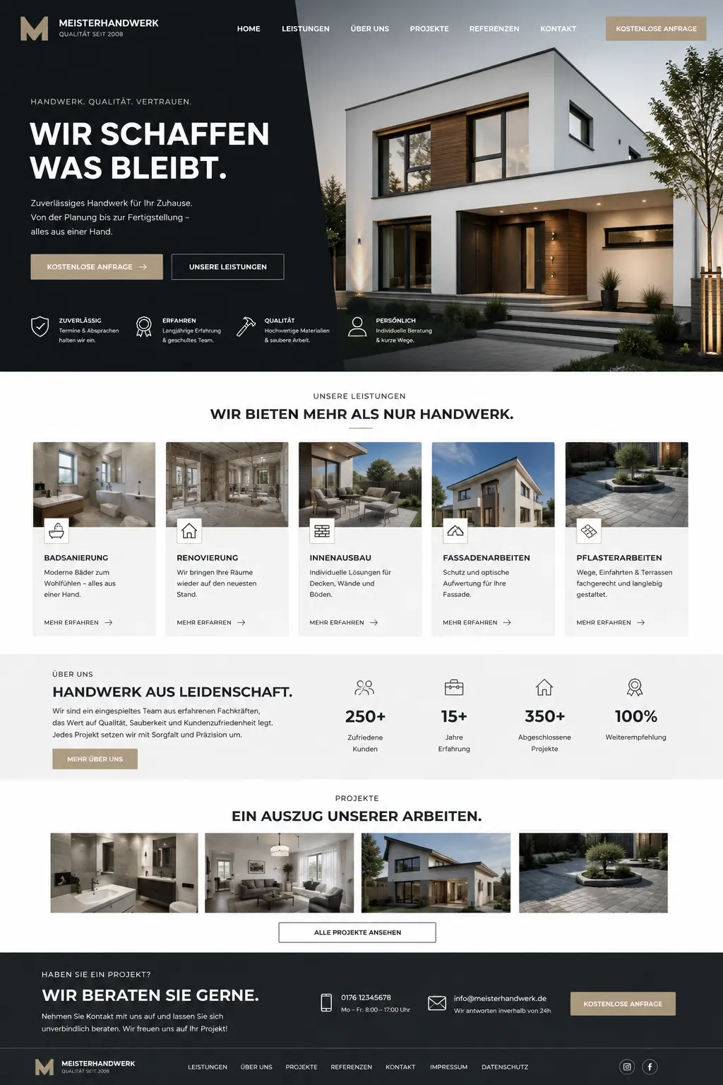 Handwerker-Website Mockup