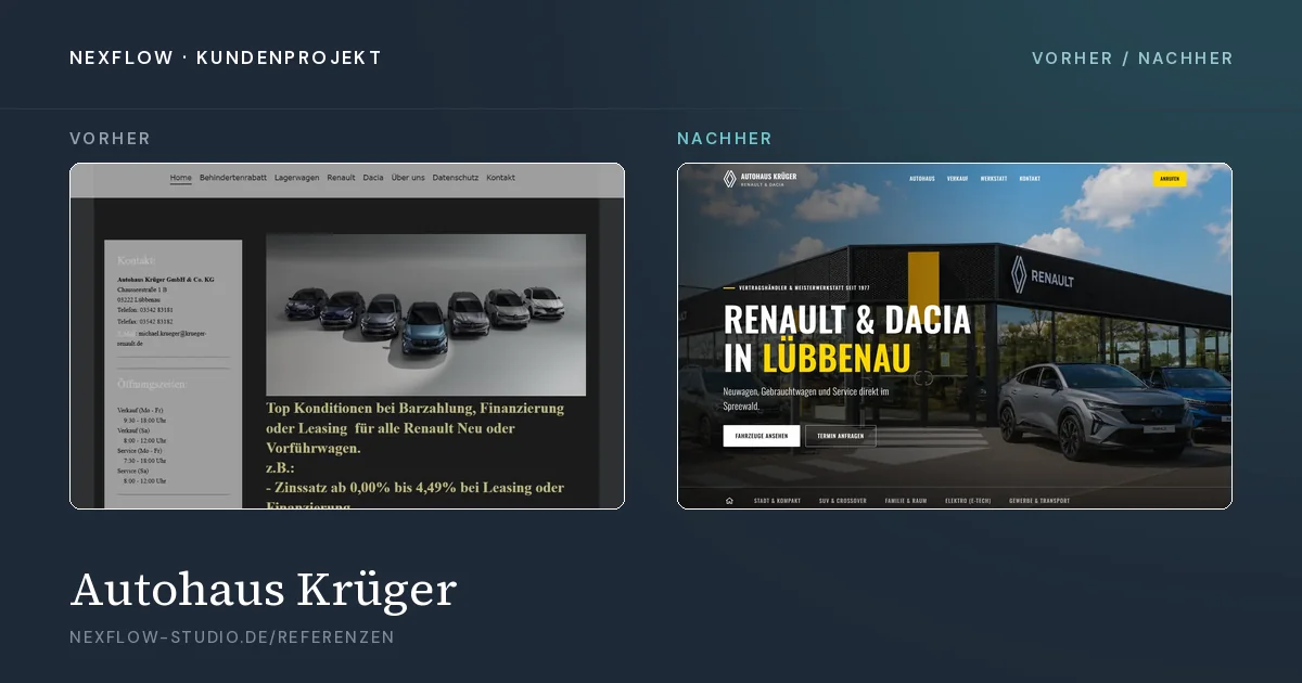 Autohaus Krüger: als die Website noch Doppelklick verlangte